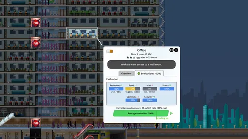 Evaluation has been reworked. Tenants now have specific needs to satisfy in order to be happy in your tower.