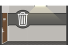 A lit garbage room