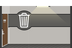 A lit garbage room